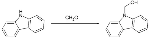 Reactie van carbazool met formaldehyde tot carbazool-9-yl-methanol