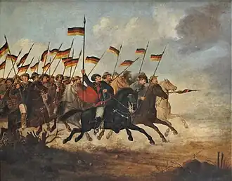 Cavalerie van de opstandelingen tijdens de Lompenoorlog (Carga de Cavalaria, 1893 door Guilherme Litran)