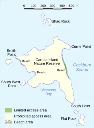 Kaart van Carnac Island