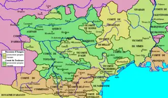 Hertogdom Toulouse in groen