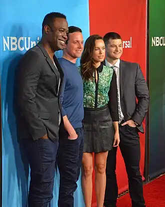 Kevin Daniels, Michael Mosley, Jessica McNamee en Kevin Bigley in 2015