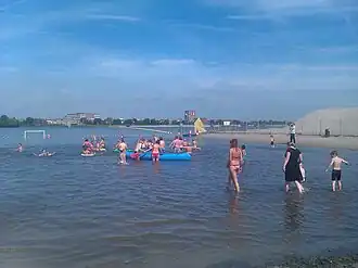 2011, tijdens een actie van de lokale SP "Niet zuigen, maar zwemmen"