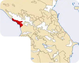 Locatie van de Abchaziërs in de Kaukasus