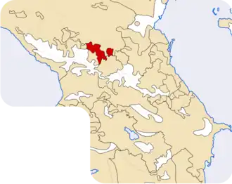 Locatiekaart van de Kabardijnen in de Kaukasus