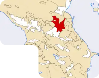 Locatie van de Tsjetsjenen in de Kaukasus