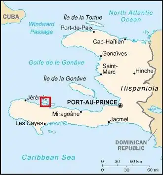 Kaart van Haïti met Les Cayemites