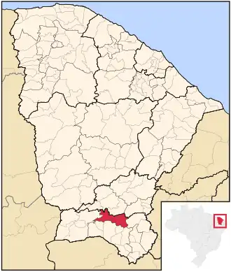 Ligging van de Braziliaanse microregio Caririaçu in Ceará