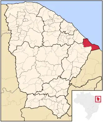 Ligging van de Braziliaanse microregio Litoral de Aracati in Ceará
