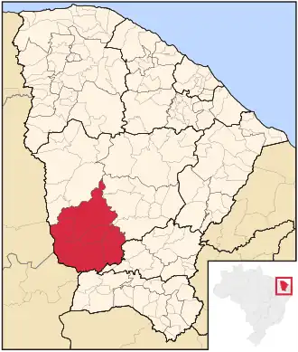 Ligging van de Braziliaanse microregio Sertão de Inhamuns in Ceará