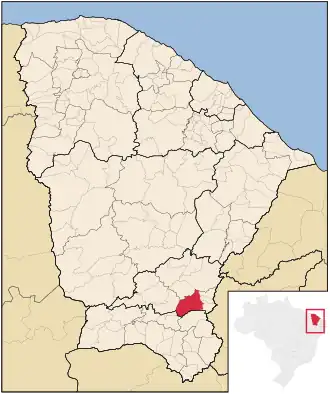 Kaart van Lavras da Mangabeira