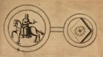 Het zegel van Cecilia van Baux als regentes van het graafschap Savoye.