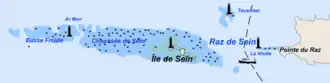 De Raz de Sein ten oosten van Île de Sein