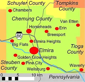 Kaart van Chemung County