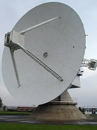 De 25 meter-paraboolantenne van de weerrader van Chilbolton Observatory