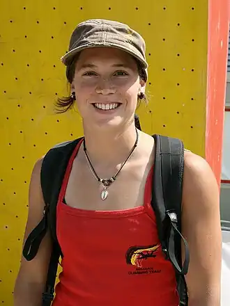 Graftiaux tijdens de semifinale van de IFSC Boulder Worldcup in de Kletterhalle in Wenen 2010