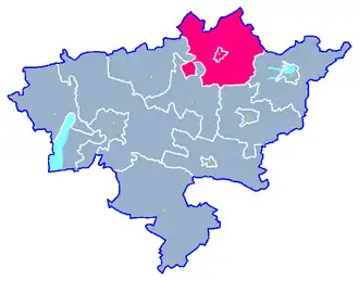 Ligging van de gemeente binnen de powiat