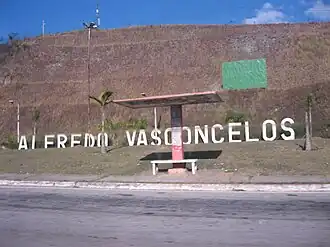 Naam van de gemeente bij de entree aan de BR-040