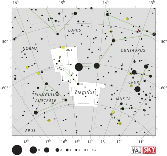 Alpha Circini is de alpha ster in het sterrenbeeld passer (circinus)