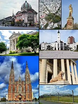 Een collage van La Plata

Van linksboven naar rechtsonder: Estación del Ferrocarril Roca, Bovenzicht van Plaza Dardo Rocha, Het standbeeld van Garibaldi, Legislatura Provincia de Buenos Aires, Palacio Municipal, La Catedral de La Plata, Museo de Ciencias Naturales, Estadio Ciudad de La Plata