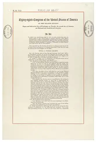 Eerste pagina van de Civil Rights Act.