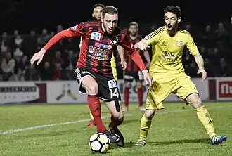Clément Couturier (links) in actie namens Les Herbiers.