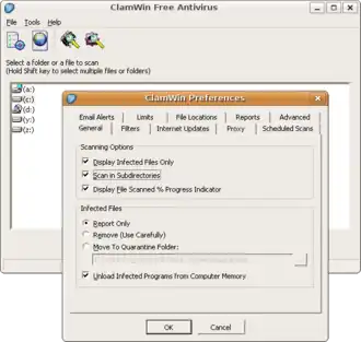 ClamWin 0.90 draaiend onder Wine