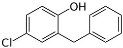 Structuurformule van 2-benzyl-4-chloorfenol