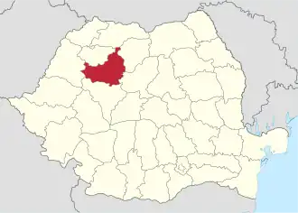 Locatie van district Cluj in Roemenië