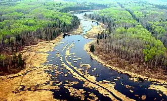 gedeelte van Cold Lake vanuit de lucht