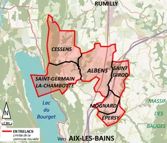 De zes fusiegemeenten van Entrelacs