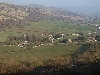 Compton Bishop gezien vanaf de Mendip Hills