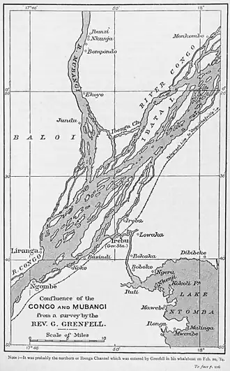 Samenvloeiing van de (M)Ubangi met de Kongo (1908)