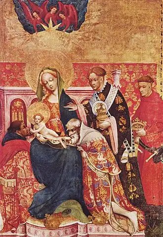 De aanbidding van de drie koningen (ca. 1420) Conrad von Soest, Marienkirche, Dortmund