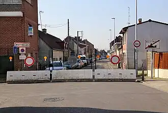 Grensovergang tussen Wattrelos en Moeskroen, in maart 2020 afgesloten wegens de Coronacrisis