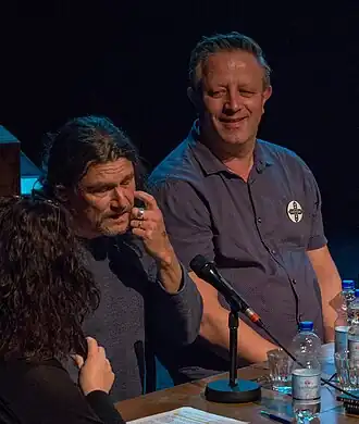 Erik de Graaf (r) met Guido van Driel bij CrossComix Festival 2016