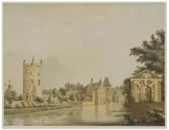 Kasteel Culemborg in 1750. Schilderij van Cornet uit 1872, naar een origineel van Jan de Beijer