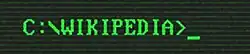 Cursor in de vorm van een horizontaal streepje achter het woord Wikipedia