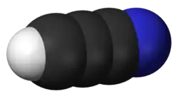 Molecuulmodel van cyanoacetyleen
