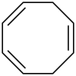 Structuurformule van 1,3,6-cyclo-octatrieen