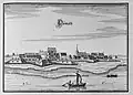 Dömitz op een Merian-prent van omstreeks 1650
