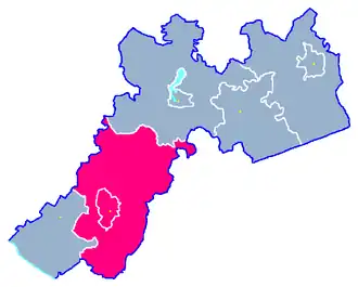 Ligging van de gemeente binnen de powiat