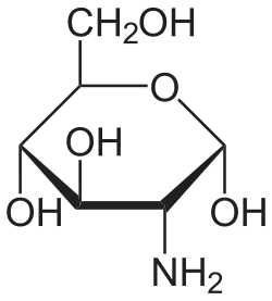 Structuurformule van α-D-glucosamine