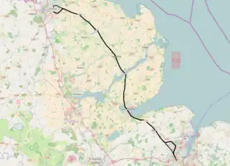 Spoorlijn Kiel - Flensburg op de kaart