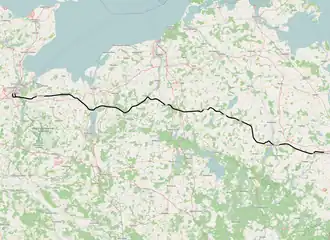 Spoorlijn Lübeck - Strasburg op de kaart