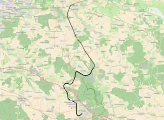 Kaart traject goederenspoorlijn naar Weferlingen en Oebisfelde