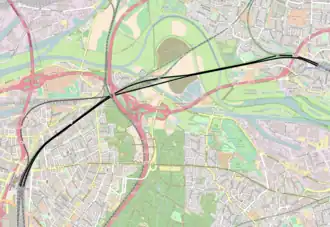 Spoorlijn Mülheim-Styrum - Duisburg op de kaart
