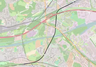 Spoorlijn aansluiting Essen-Dellwig - Bottrop Süd op de kaart