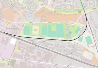 Spoorlijn aansluiting Fortuna - aansluiting Hardt op de kaart