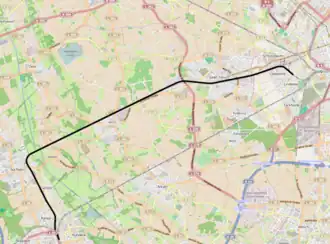 Spoorlijn Krefeld - Viersen op de kaart