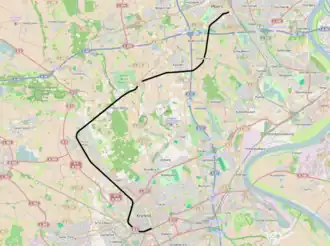 Spoorlijn Krefeld - Moers op de kaart